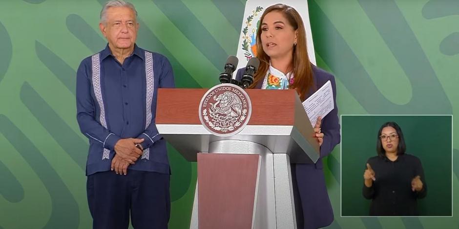Mara Lezama, Gobernadora de Quintana Roo, con el Presidente López Obrador.
