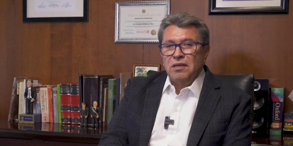 Ricardo Monreal, coordinador de Morena en el Senado, negó que AMLO tenga las "manos metidas" en proceso interno del partido..
