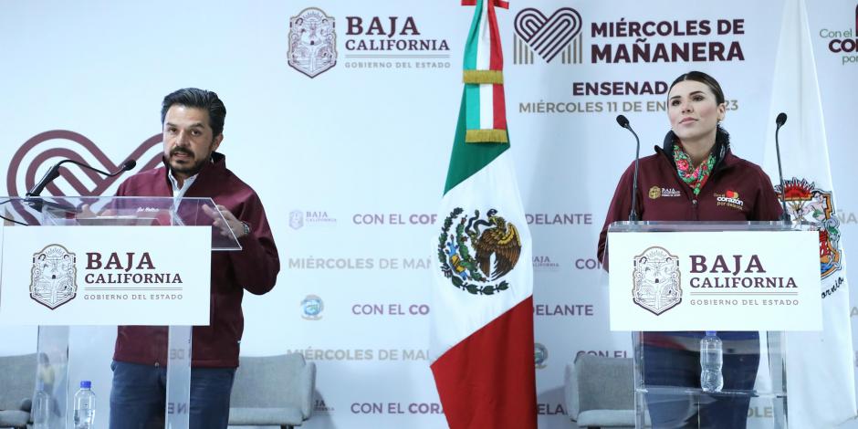 Zoé Robledo, director general del IMSS, y Marina del Pilar, gobernadora de Baja California.