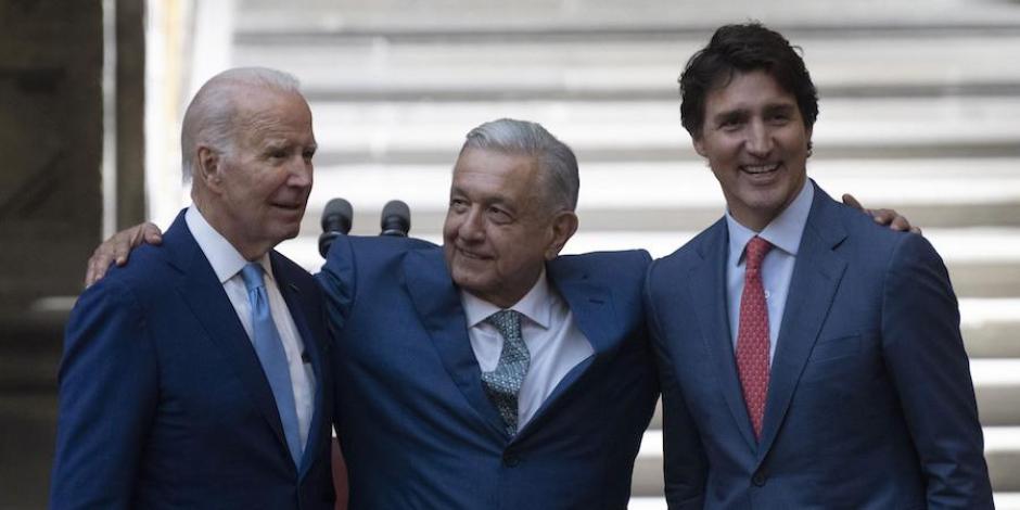 Joe Biden, AMLO y Justin Trudeau, durante la Cumbre de Líderes de América del Norte.