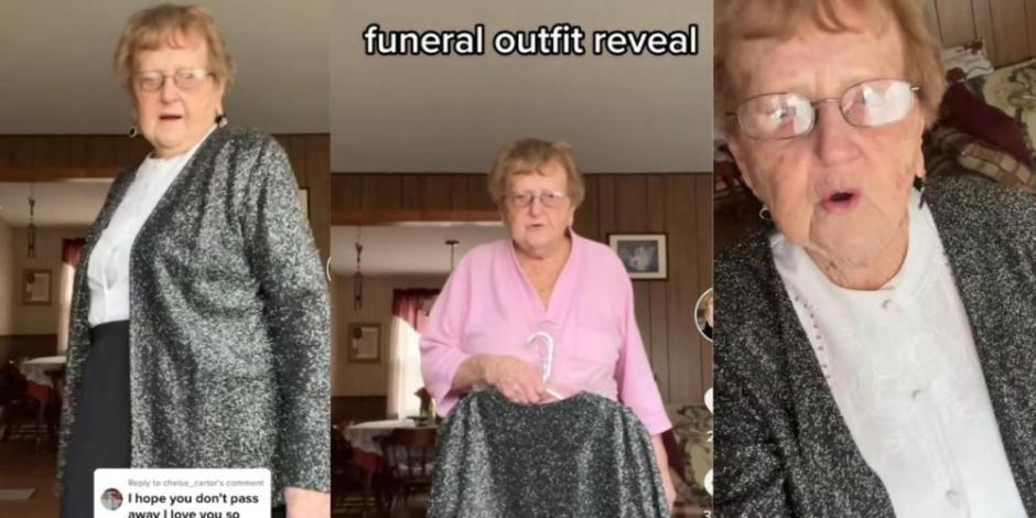 Abuelita muestra en TIKTOK outfit para su funeral "para que no le pongan un atuendo feo" y se vuelve viral