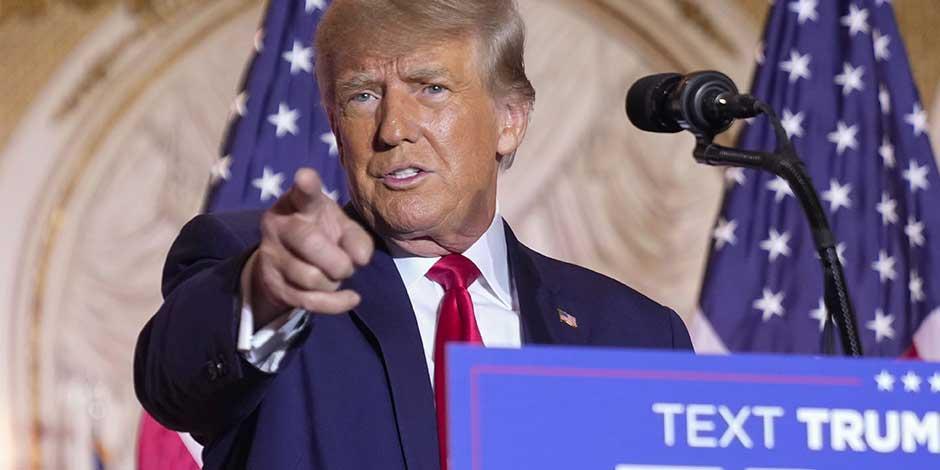 El expresidente Donald Trump anuncia su tercera postulación a la presidencia en Mar-a-Lago, Palm Beach, Florida, 15 de noviembre de 2022