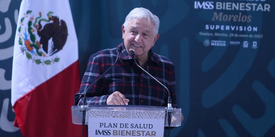 Presidente López Obrador, durante su discurso en Temixco, Morelos.
