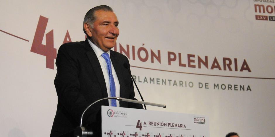 Adán Augusto López, secretario de Gobernación, durante la Cuarta Reunión Plenaria de Morena.