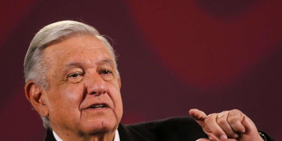 Presidente López Obrador, durante la rueda de prensa matutina de este lunes.