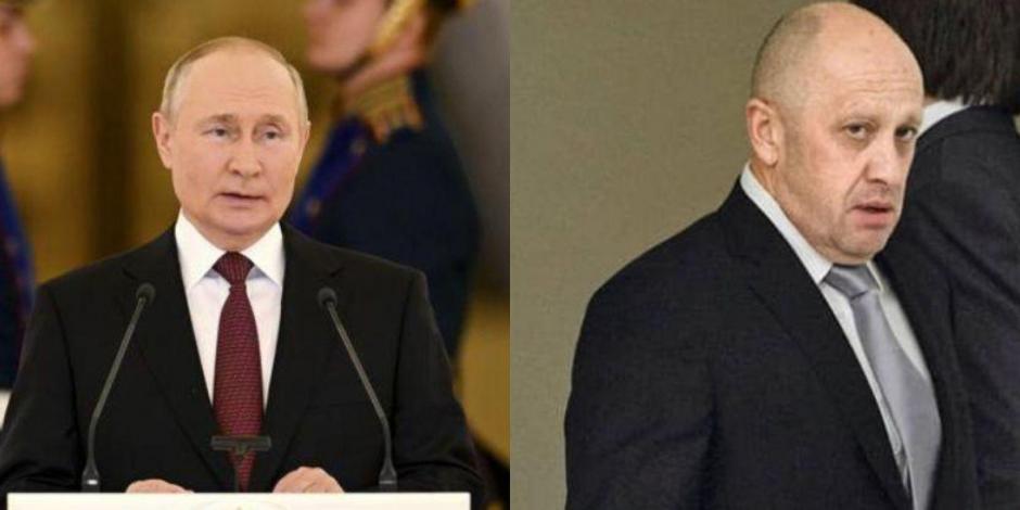 Guerra en Ucrania. A la izquierda el presidente de Rusia, Vladimir Putin, a la derecha,  Yevgeni Prigozhin, líder fundador del grupo Wagner