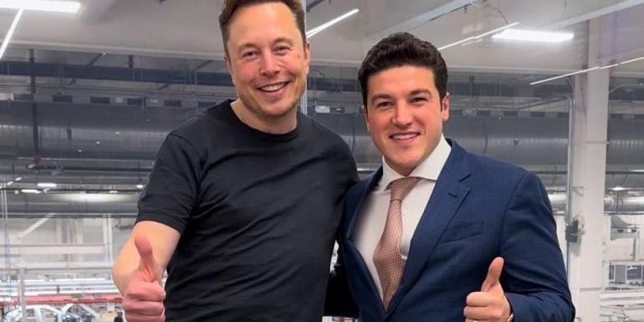 Elon Musk y el gobernador de NL, Samuel García, ayer.