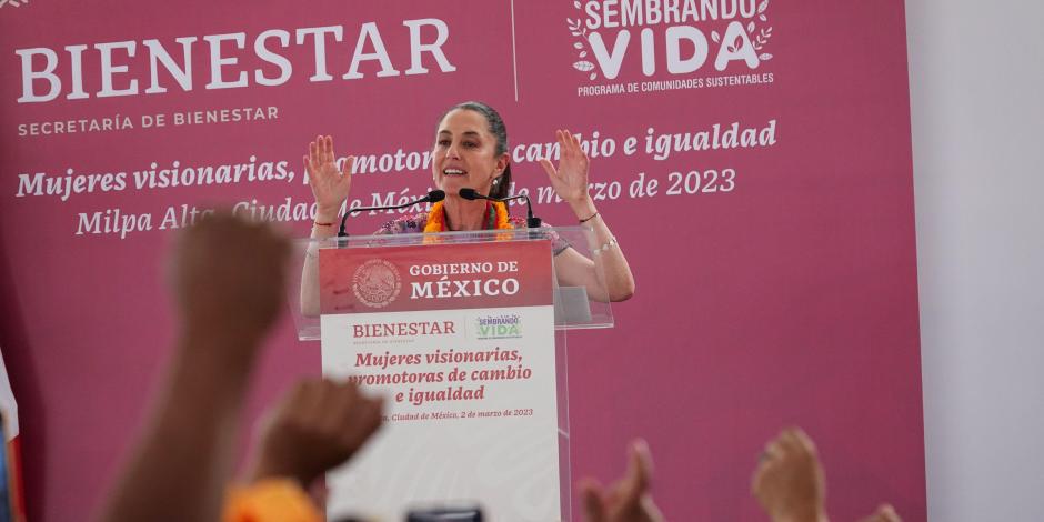 Claudia Sheinbaum, Jefa de Gobierno de CDMX, durante el evento "Mujeres Visionarias Promotoras de Cambio e Igualdad".