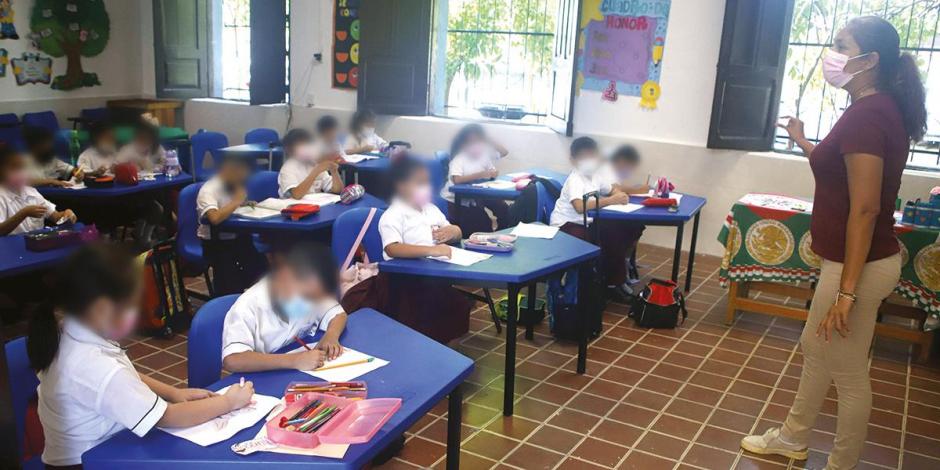 Estudiantes de educación básica de Yucatán en clases, el pasado 29 de agosto del 2022.