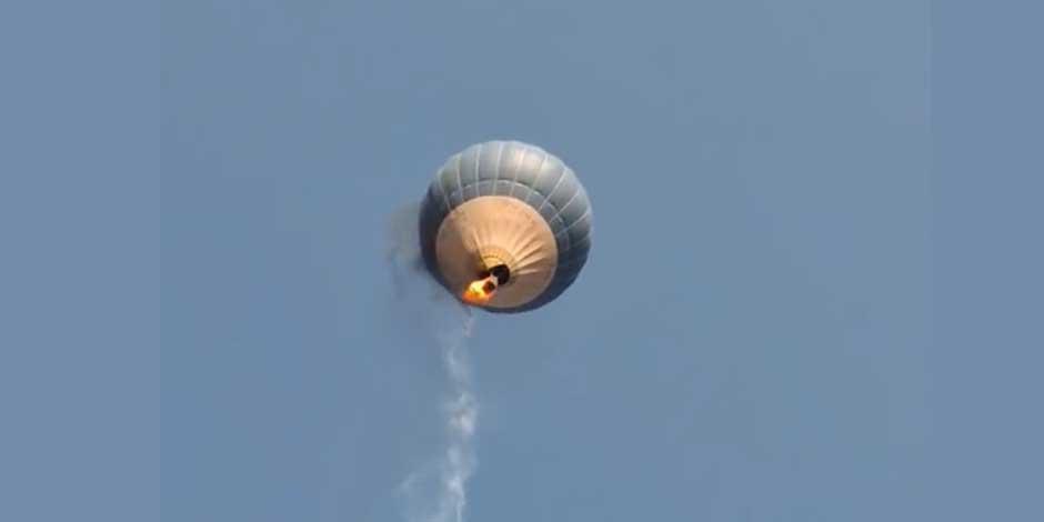 En pleno vuelo, incendio de un globo aerostático en Teotihuacán deja dos muertos y una menor herida