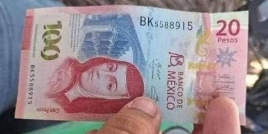 El billete de 120 pesos no deberá usarse porque es falso.
