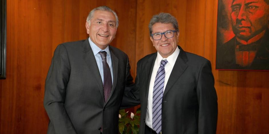 Adán Augusto López, secretario de Gobernación (izq.) y Ricardo Monreal (der.) hablarán sobre el nombramiento de comisionados del Inai.