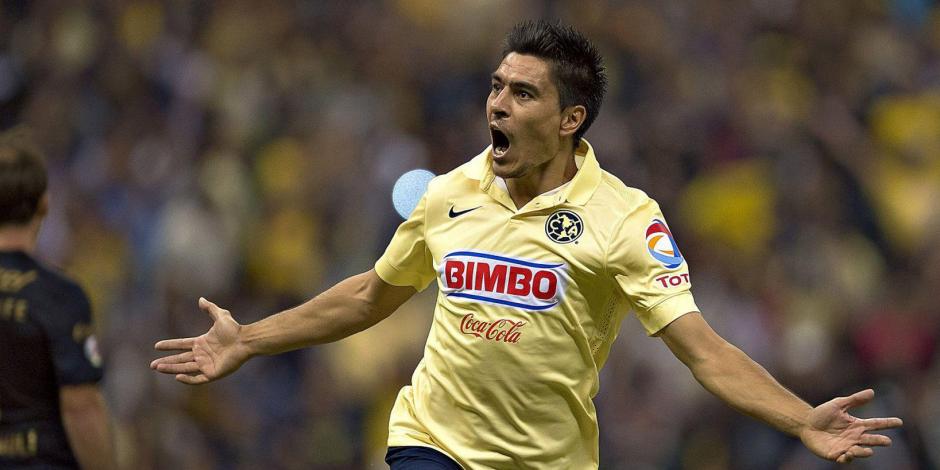 Paolo Goltz festeja su gol en el América vs Pumas de los cuartos de final de vuelta del Apertura 2014, el único clásico capitalino que Antonio Mohamed ganó al frente de las Águilas.