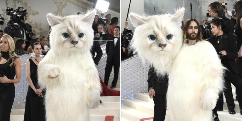 Jared Leto llega disfrazado de gato a la MET Gala 2023 en honor a la mascota de Karl Lagerfeld