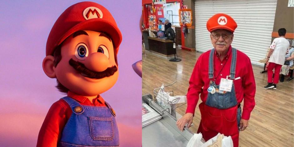 ¡De Mario Bros! Así fue disfrazado a su trabajo un empacador por el Día del Niño.