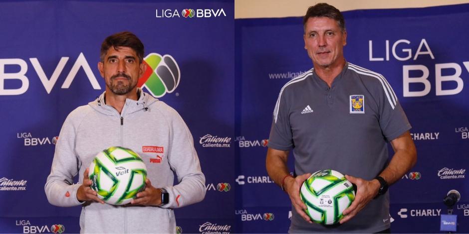 Veljko Paunovic y Robert Dante Siboldi, técnico de Chivas y Tigres, respectivamente, en el Día de Medios de la Final del Clausura 2023 de la Liga MX.
