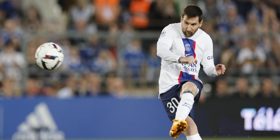 Lionel Messi en el partido en done el PSG se coronó campeón de Francia.