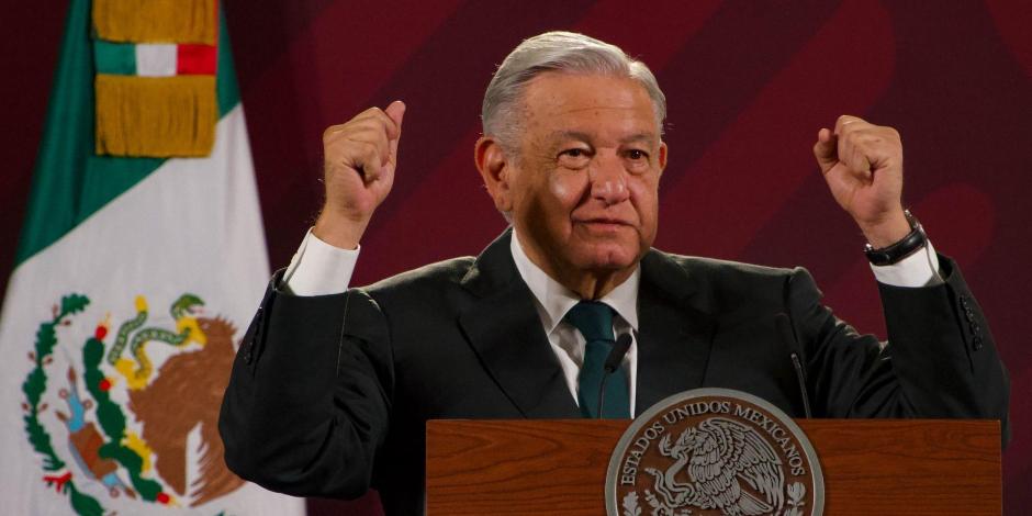 El presidente de México, Andrés Manuel López Obrador, durante la conferencia matutina desde Palacio Nacional el 12 de mayo de 2023