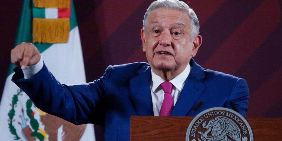 Presidente López Obrador durante la conferencia matutina en Palacio Nacional de este martes.