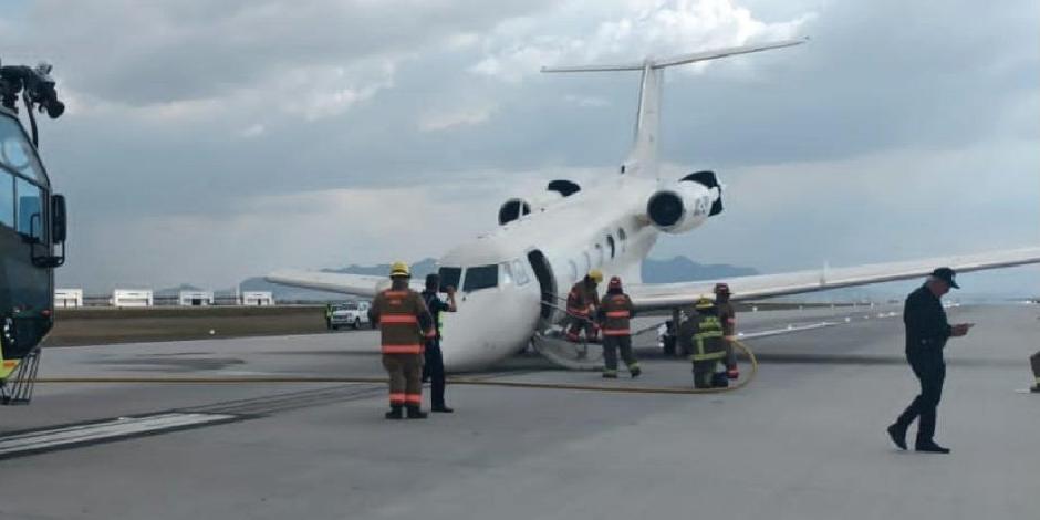 Aterriza de emergencia aeronave de la FGR en el Aeropuerto Felipe Ángeles