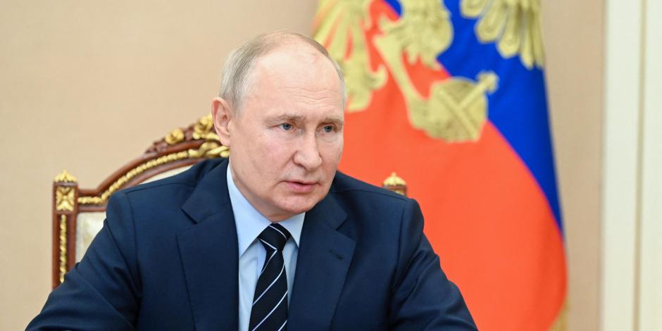 El presidente ruso, Vladimir Putin, preside una reunión con miembros del Consejo de Seguridad, a través de un enlace de video en Moscú, Rusia, el 14 de julio de 2023