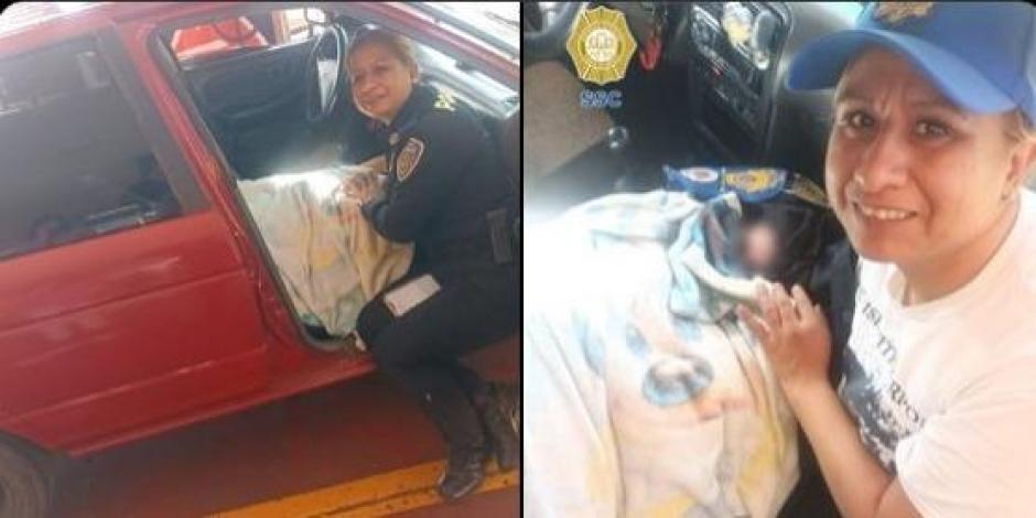 Policías de la CDMX ayudan a una mujer a tener a su bebé dentro de un auto en Iztapalapa.
