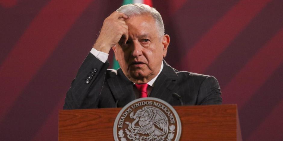 Presidente López Obrador, durante la conferencia matutina de este lunes.