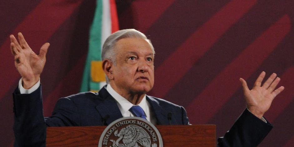 El Presidente López Obrador durante una conferencia en Palacio Nacional.