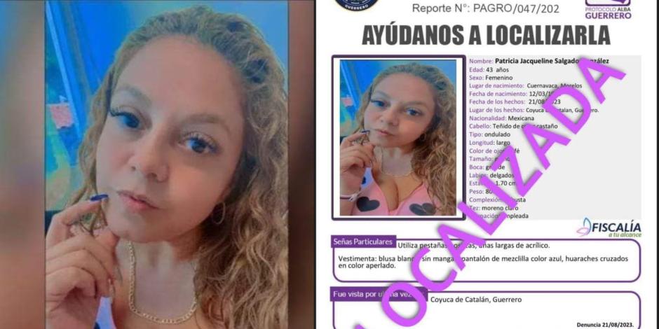 Localizan con vida a Jaqueline Patricia Salgado, titular del Ministerio Público de Coyuca de Catalán, Guerrero, quien fue secuestrada el lunes 21 de agosto.