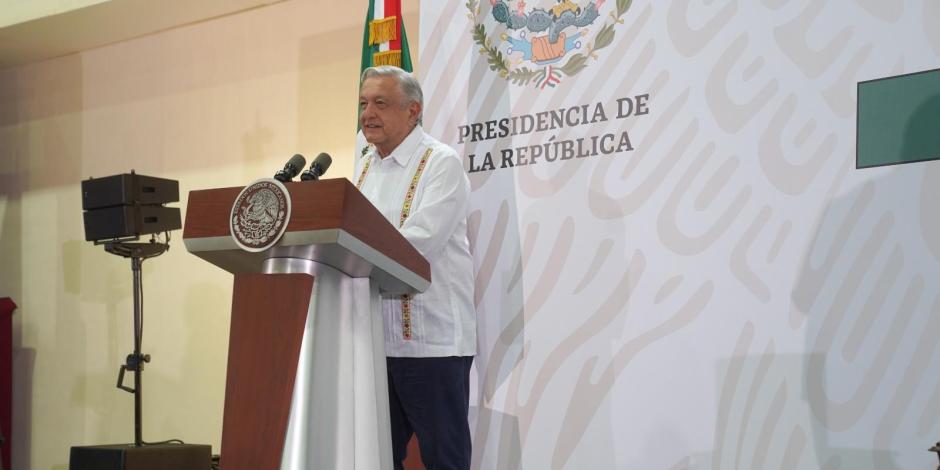 Presidente López Obrador, durante el mensaje por el Quinto Informe de Gobierno.