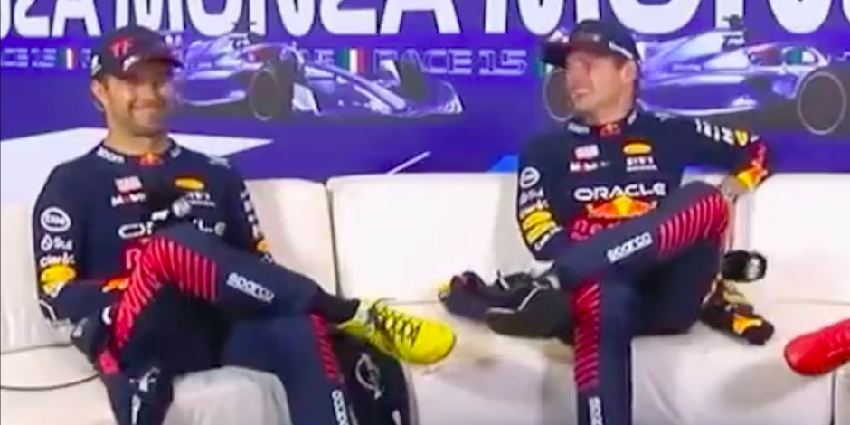 Checo Pérez y Max Verstappen luego del GP de Italia de Fórmula 1.