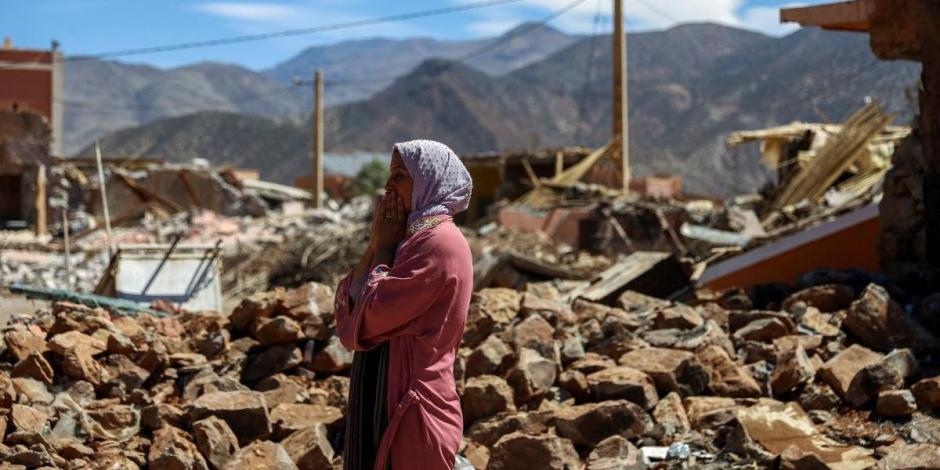 Ruinas en Talat N'yaaqoub por el sismo magnitud 6.8 que azotó Marruecos.