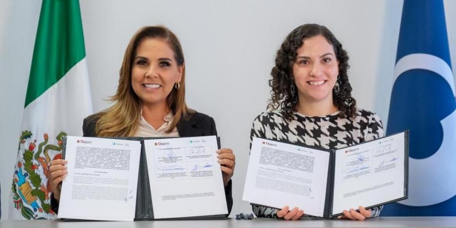 Mara Lezama y Andrea Marván Saltiel firman convenio para impulsar la competencia económica en Quintana Roo.