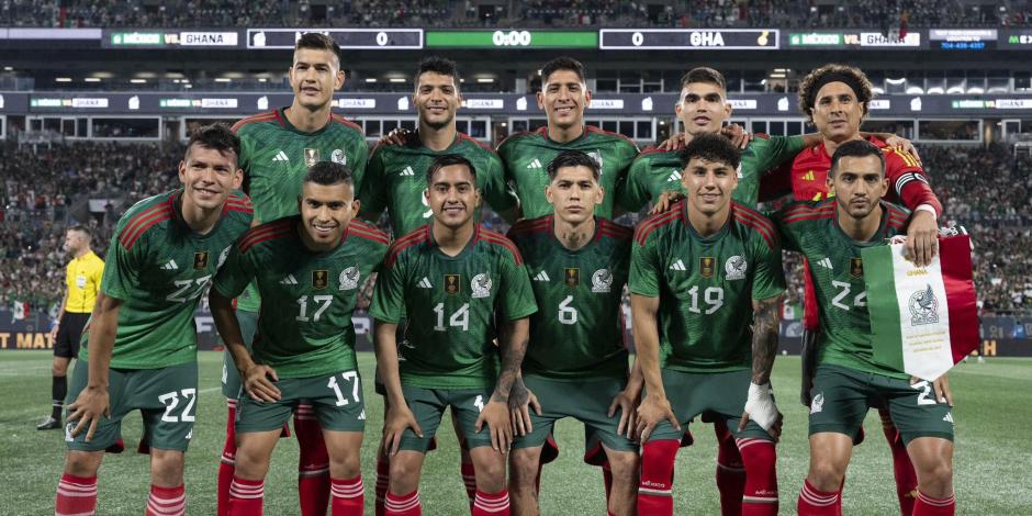 Jugadores de la Selección Mexicana antes del duelo ante Ghana.