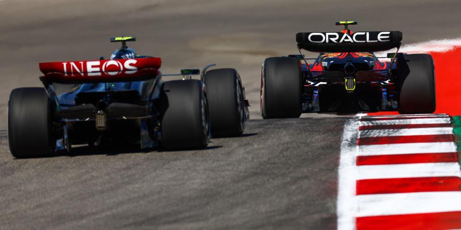 Los monoplazas de Oscar Piastri y Checo Pérez en el sprint del Gran Premio de Estados Unidos de F1.