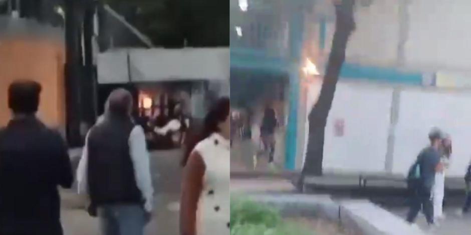 Encapuchados toman instalaciones del CCH Vallejo de la UNAM y lanza bombas molotov.