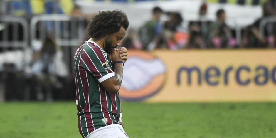 Marcelo celebra el gol de Germán Cano en la findal de la Copa Libertadores