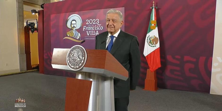 López Obrador esta mañana en Palacio Nacional.