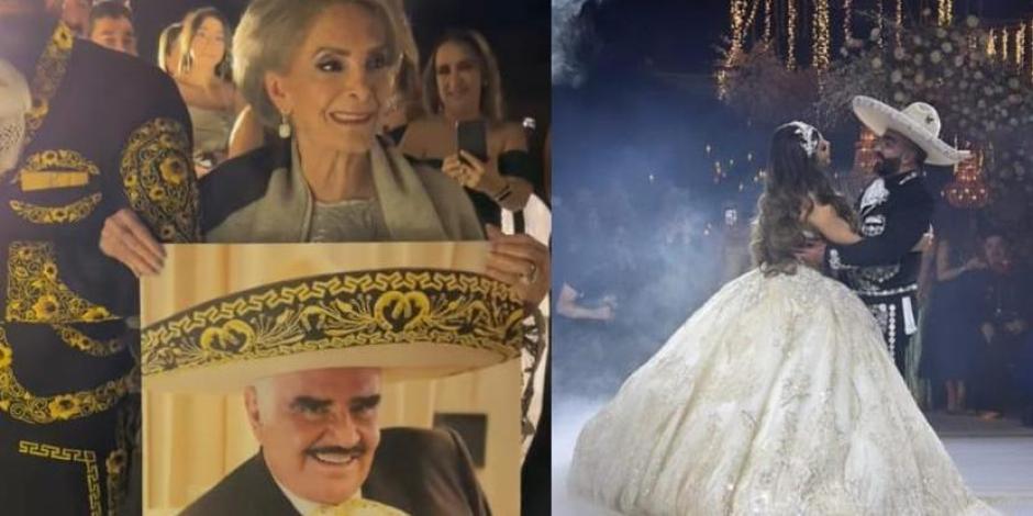 Vicente Fernández Jr. le rinde homenaje a su papá en su boda con espectáculo de drones (VIDEO)