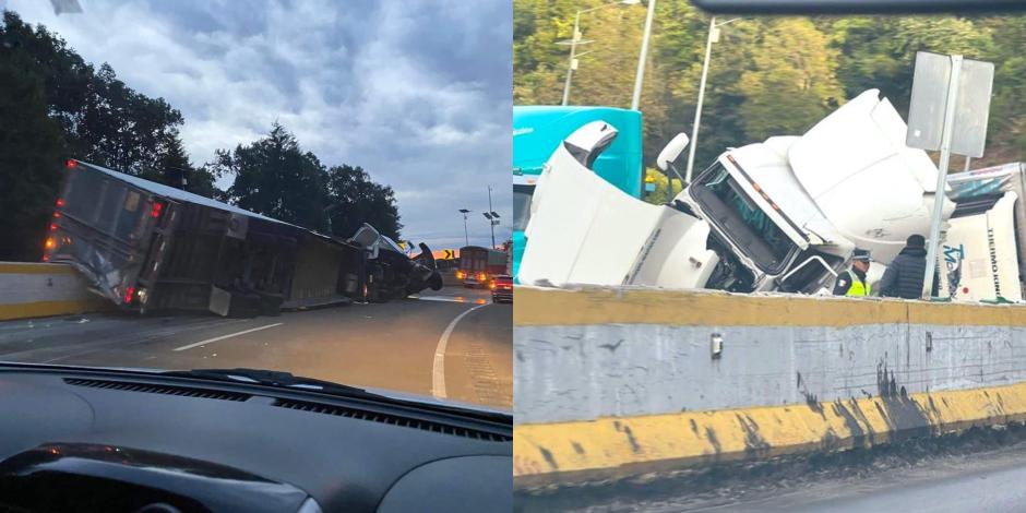 Este jueves 7 de diciembre, un tráiler se impactó contra el muro de contención en la autopista México-Cuernavaca, lo que ha dejado severa afectación vial con dirección a la CDMX.
