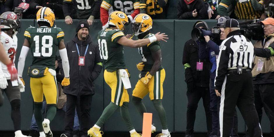 Jugadores de los Green Bay Packers celebran un touchdown contra los Tampa Bay Buccaneers el pasado 17 de diciembre.