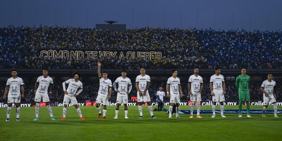 Jugadores de los Pumas previo a su duelo de los cuartos de final de vuelta del Apertura 2023 contra Chivas.