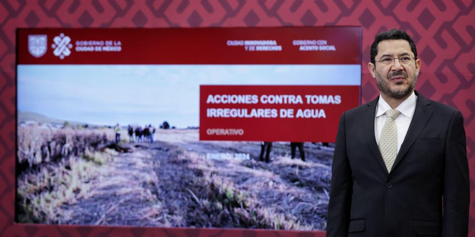 El Jefe de Gobierno, Martí Batres, durante la conferencia de prensa de ayer.