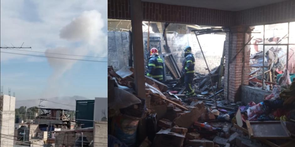 Fuerte explosión en taller de pirotecnia sacude el poblado de San Andrés Mixquic, Tláhuac, este lunes 22 de enero.