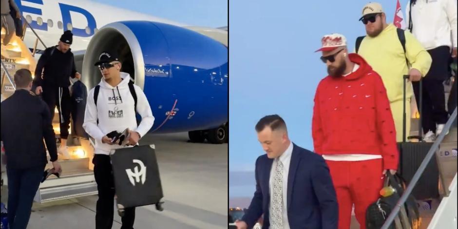 Patrick Mahomes y Travis Kelce llegan junto con los Chiefs a Las Vegas para el Super Bowl LVIII