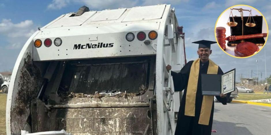 Israel, un joven recolector de basura se graduó de la licenciatura en Derecho.