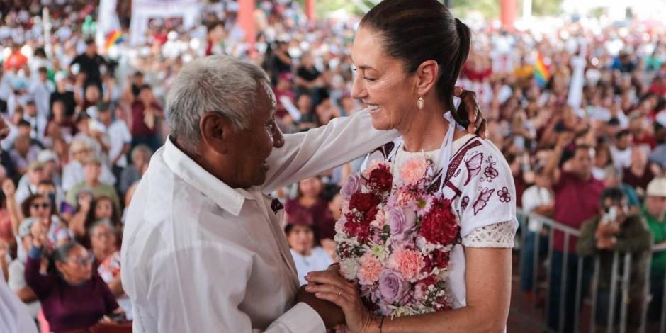 La candidata presidencial de Morena, Claudia Sheinbaum, fue nombrada como "hermana mayor" por dignatarios de los pueblos mayas de Quintana Roo, este miércoles 13 de marzo.