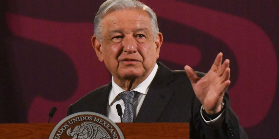 Andrés Manuel López Obrador, Presidente de México, durante su intervención en la conferencia de prensa matutina en Palacio Nacional.