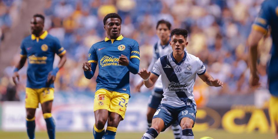 Una acción del Puebla vs América, de la Jornada 17 del Clausura 2024 de la Liga MX