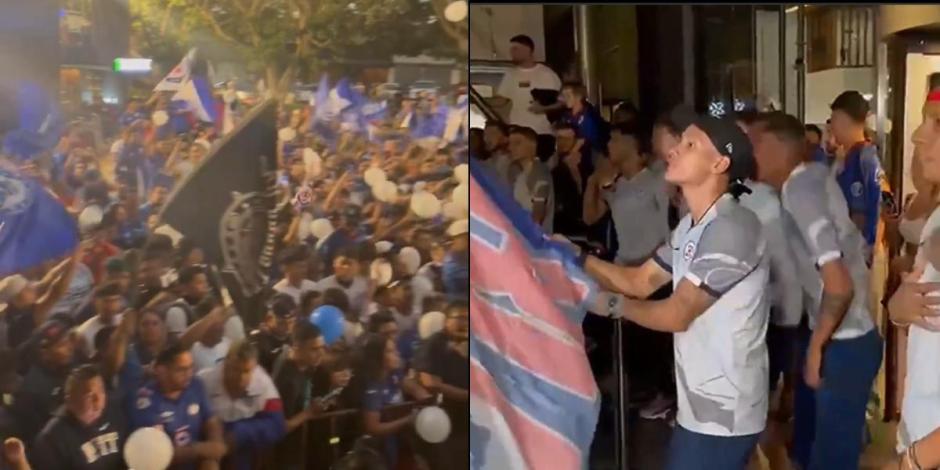 Futbolistas de Cruz Azul recibieron una espectacular serenata de parte de sus aficionados afuera de su hotel de concentración.